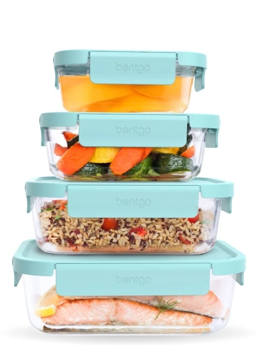 Bentgo Aqua Blue Glass Meal Prep Food Storage Set